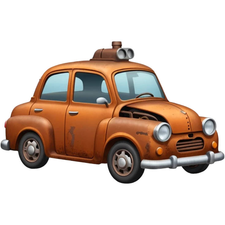 a broken car with steam coming from below the bonnet side view emoji