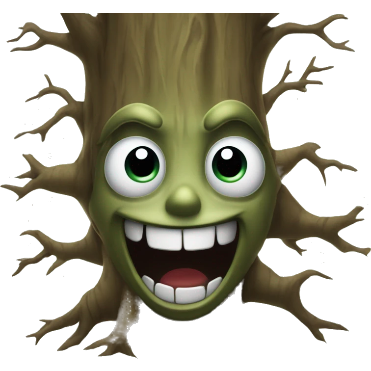 The scary tree is smiling terribly emoji