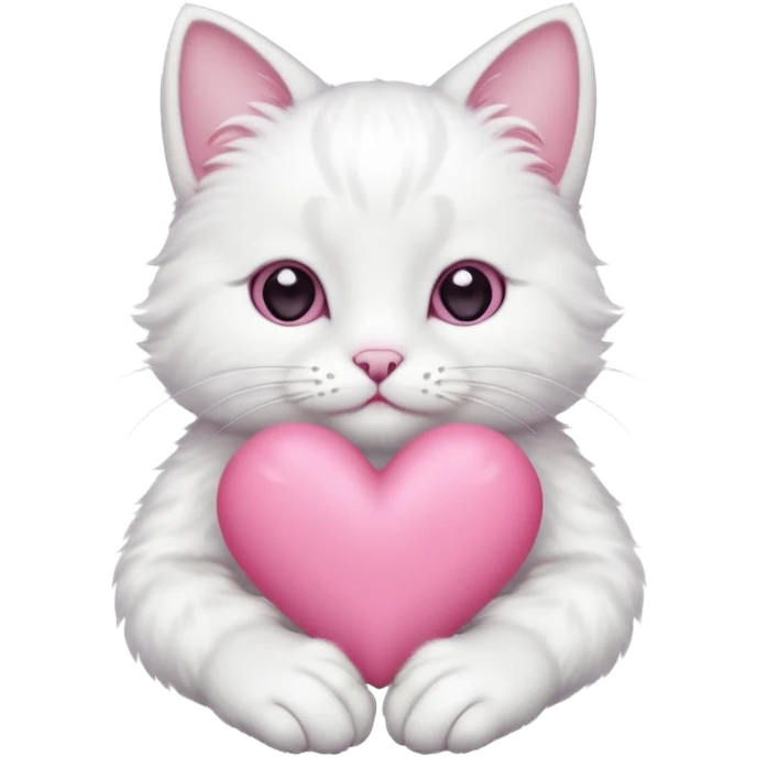 white cat hands holding a pink heart emoji