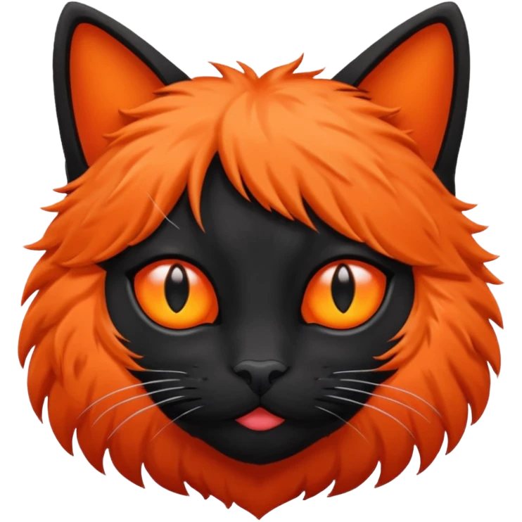 Чёрный кот у которого один глаз красный  а второй оранжевый, шерсть кота чёрная  emoji