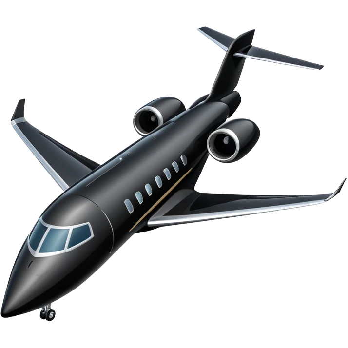 Black private jet with no landing gear exposed emoji