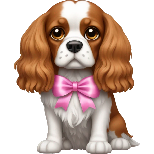 King Charles dog with pink ribbons emoji