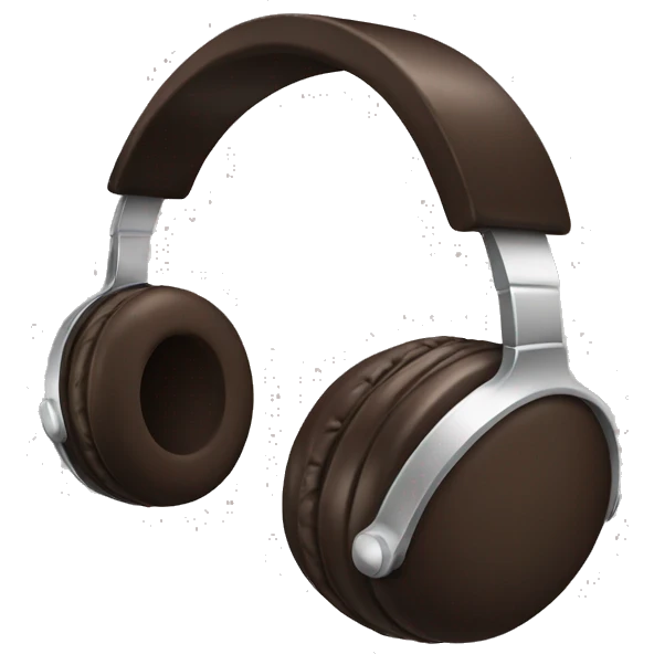 headphones dark brown with silver details emoji