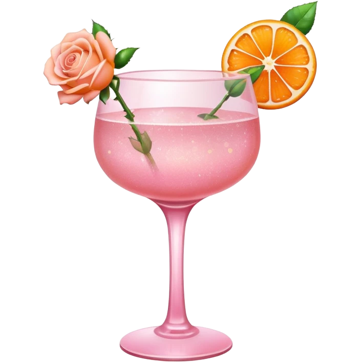 Glittery rose mocktail with orange light pink roses emoji