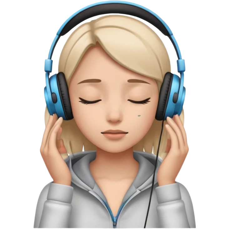 Girl wearing headphones with her eyes close emoji