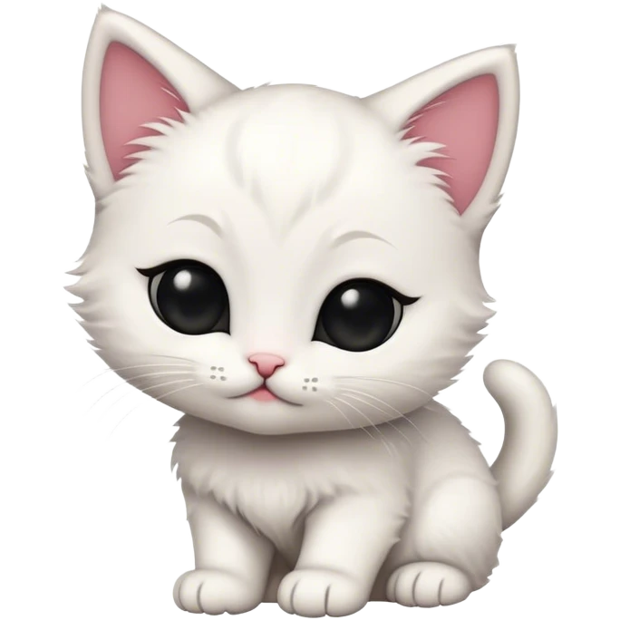 White kitten with black in love emoji