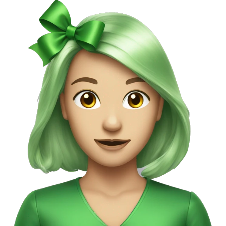 Grass Green satin bow emoji