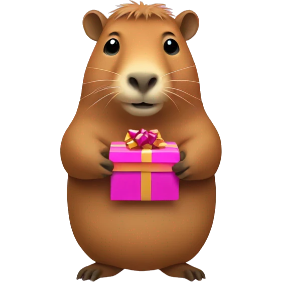 Capybara holding a gift emoji