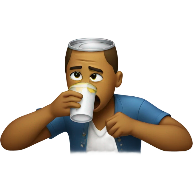 Crying face with drink emoji