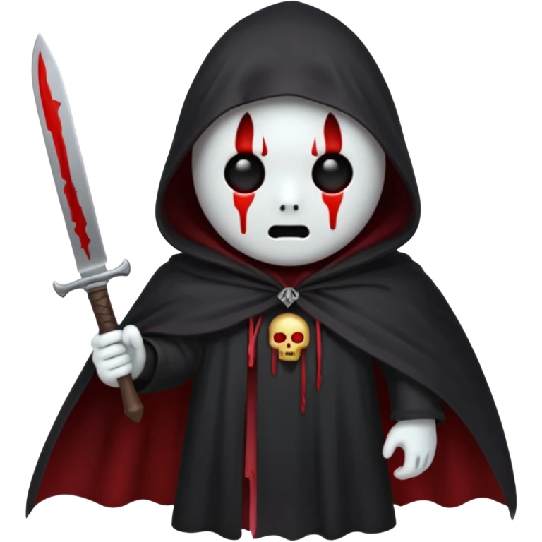 make a ghost face emoji with a cloak on and a bloody knife from the movie scream emoji