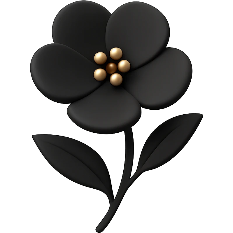 a flower in 3D black style emoji