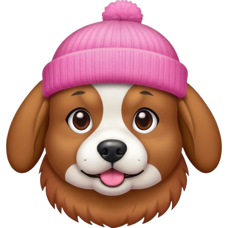 dog wearing a pink beanie emoji
