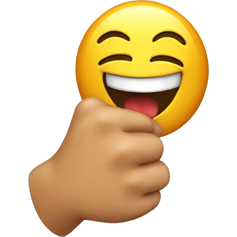 Laughing emoji holding finger guns too head emoji