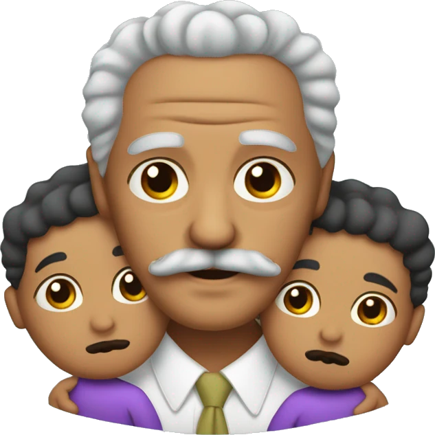 Mexican grandpa with curly hair and mustache carrying two baby’s  emoji