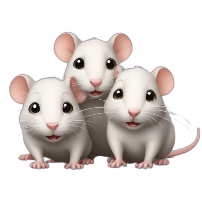 Three cute rats emoji