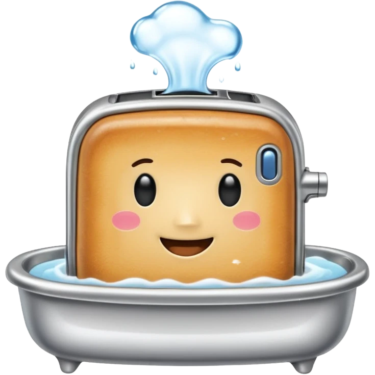 Happy toaster taking a bath emoji