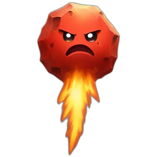 red meteor with angry face emoji