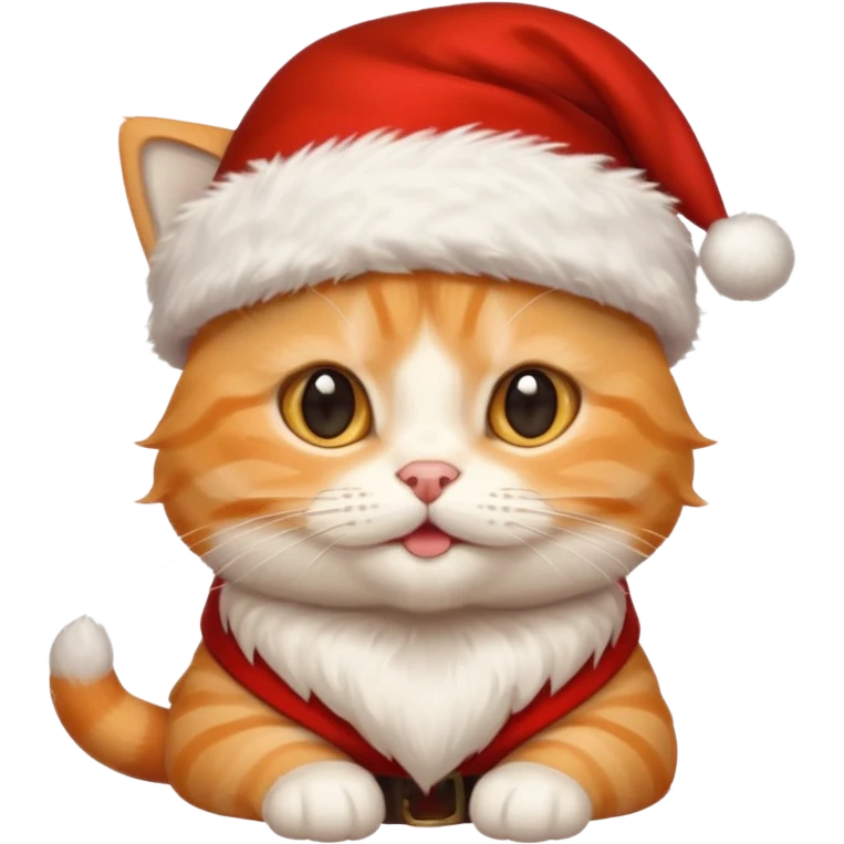 Light orange tabby kitty inside a Santa hat emoji
