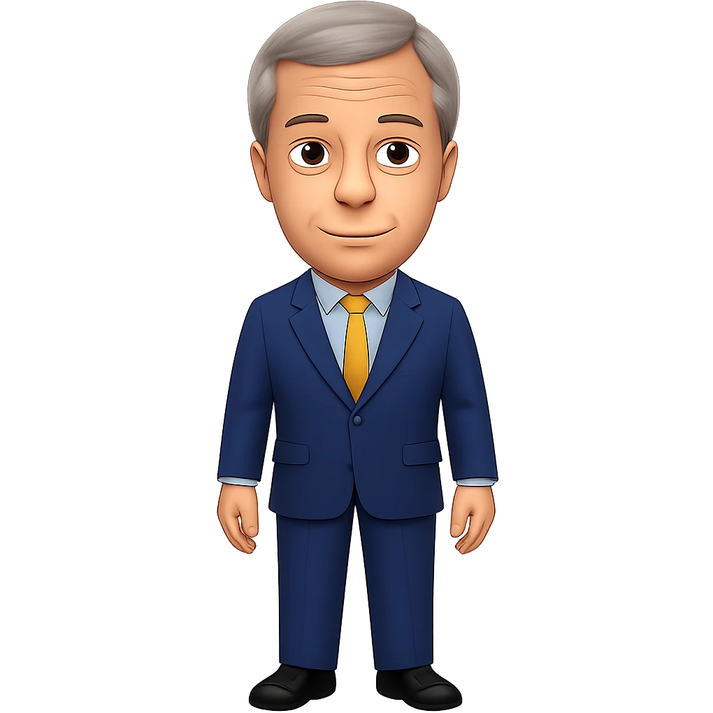Create a full body figure of Nigel Farage confident and standing as an emoji with a transparent background. Maintain the style and essence of the original emoji. emoji