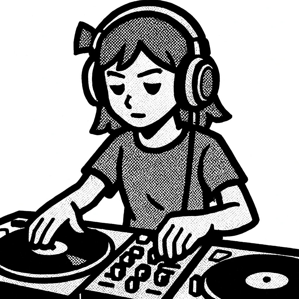 girl playing DJ set emoji