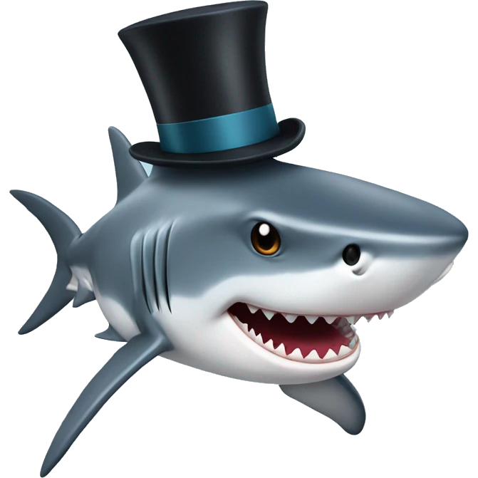 Shark with a top hat emoji