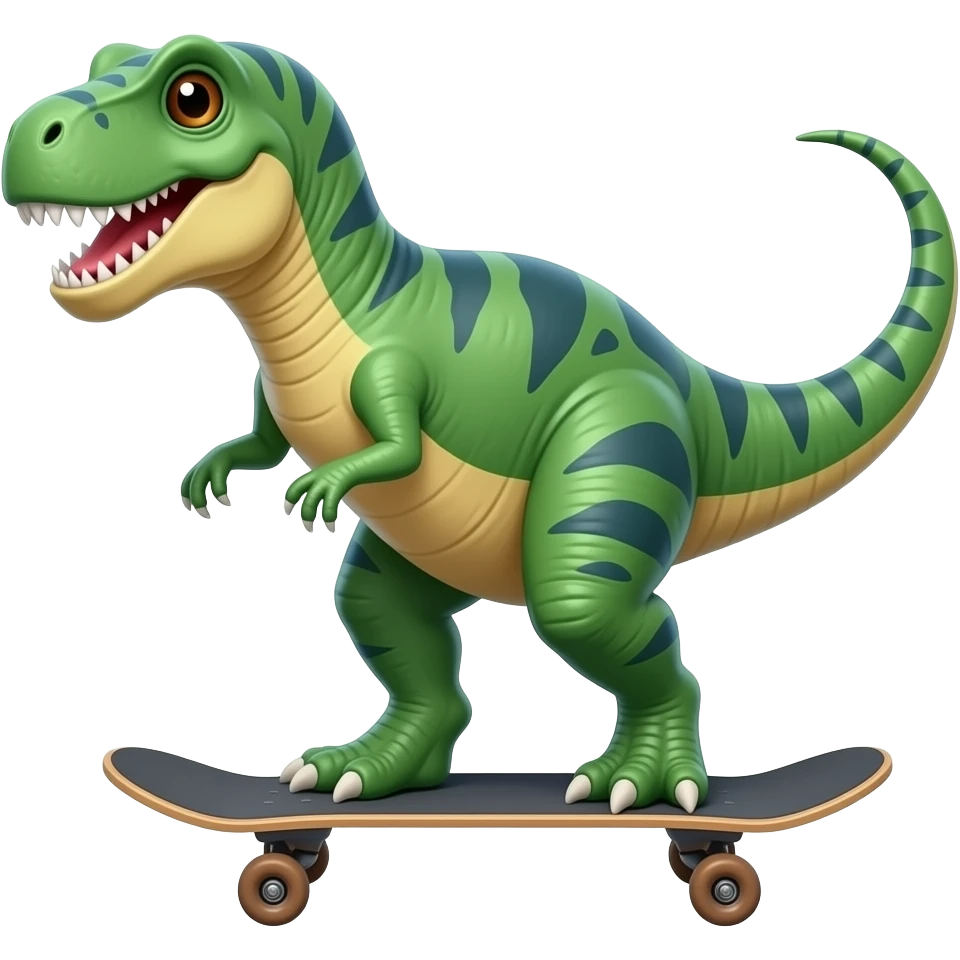 Dinosaur on a skateboard emoji