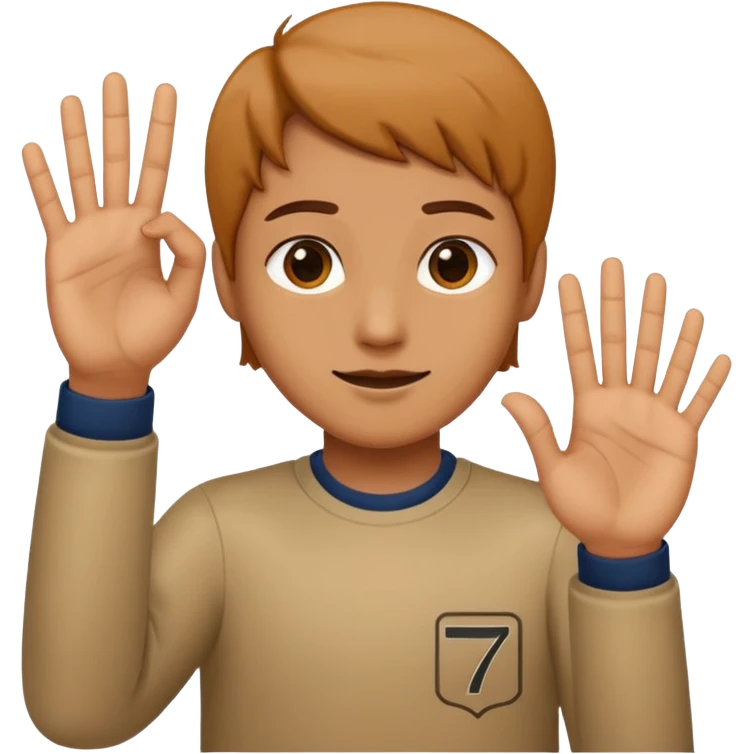 Make a person holding up one hand 6 and the outher a 7 emoji