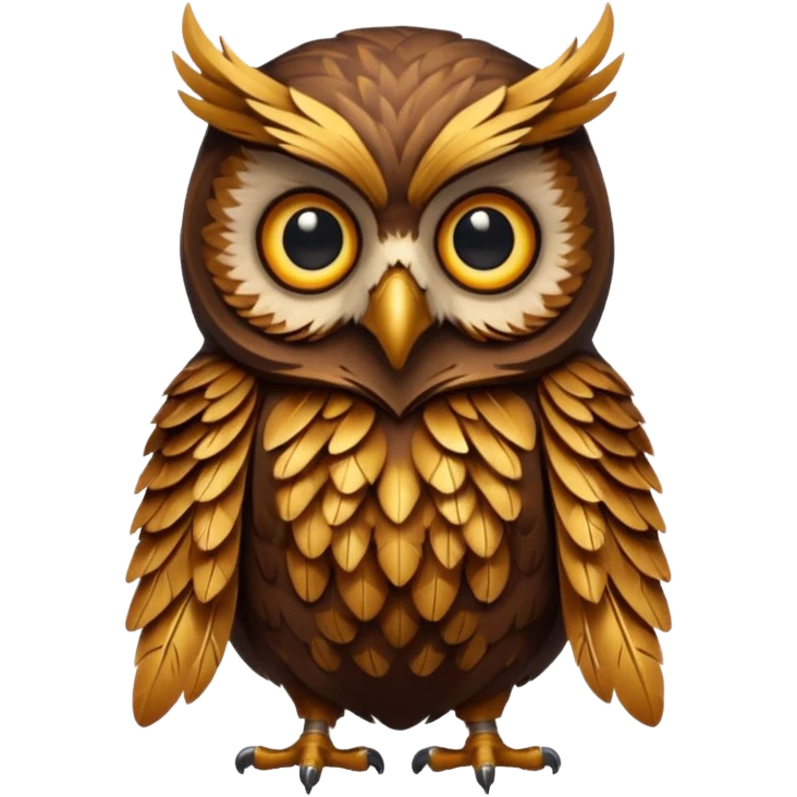 Dark owl with golden brown chest emoji