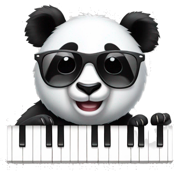 Panda playing keyboard with sunglasses on emoji