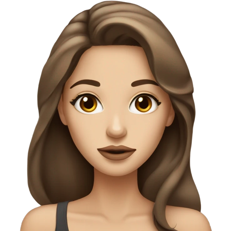 Beautiful woman, long brown hair, beige skin, model volume lips, big eyes  emoji