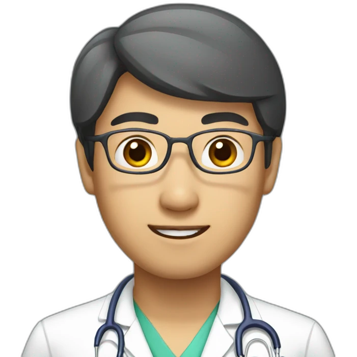 asian doctor with big eyes emoji