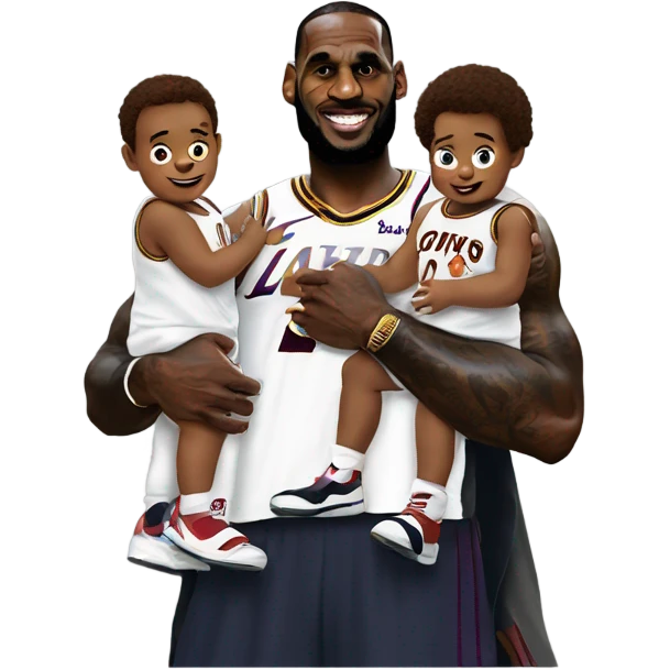 LeBron James holding two white toddler boys  emoji