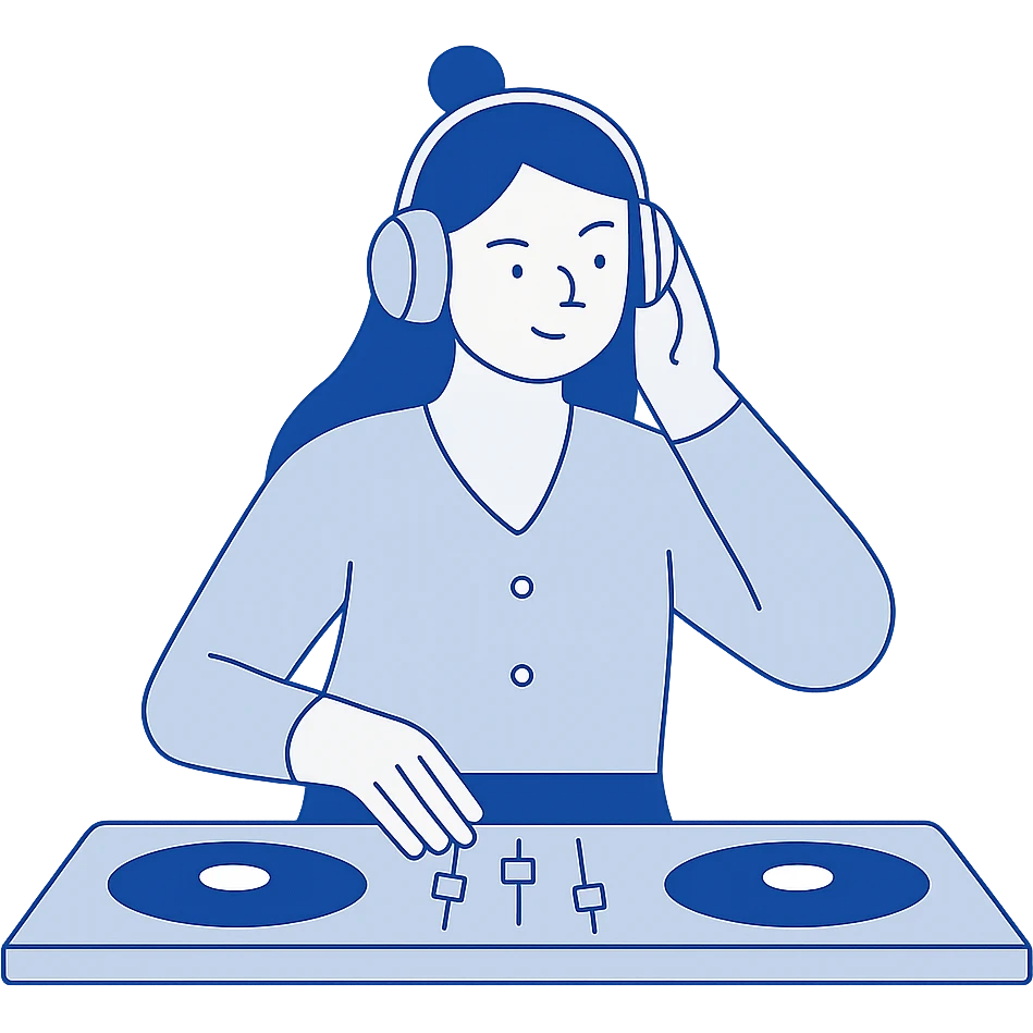 girl playing DJ set emoji