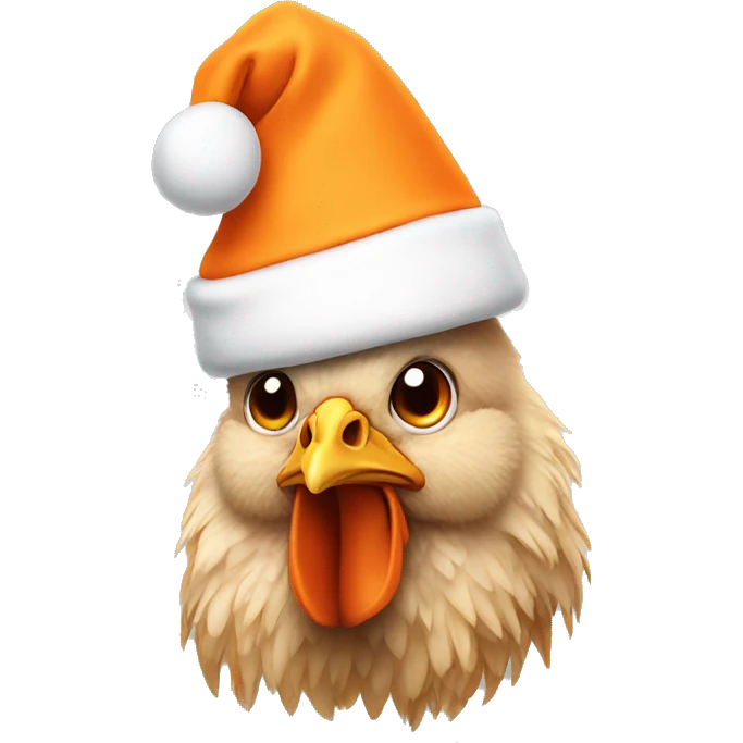 chicken with orange santa hat emoji