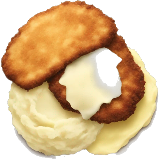 Cutlet with mashed potatoes on a plate emoji