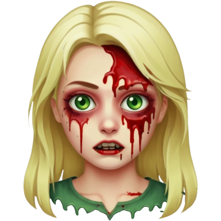 faça um emoji de um zumbi, uma menina loira com olho verdes, sangue emoji