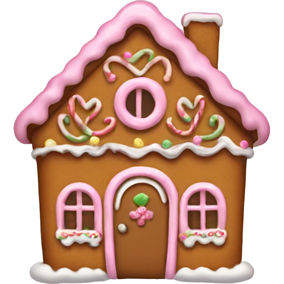 A gingerbread house with a baby pink bow emoji