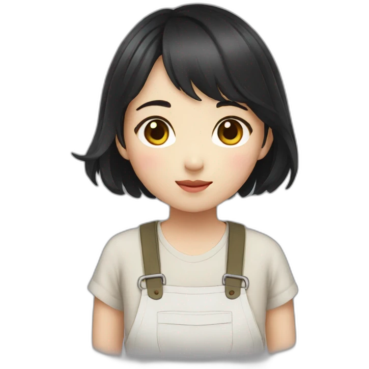 farmer korean girl short black hair emoji