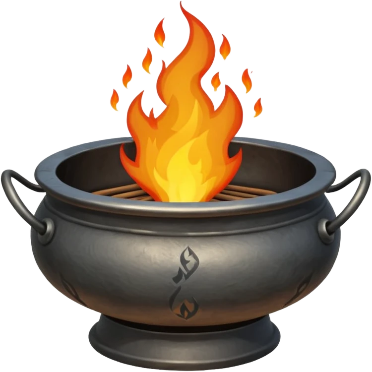 can you make a really medieval looking spiritual metal fire basin with a fire coming out of the top emoji