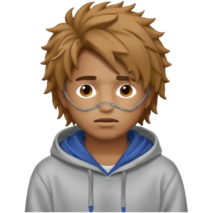 Moreno greñudo con capucha cuba la cara emoji