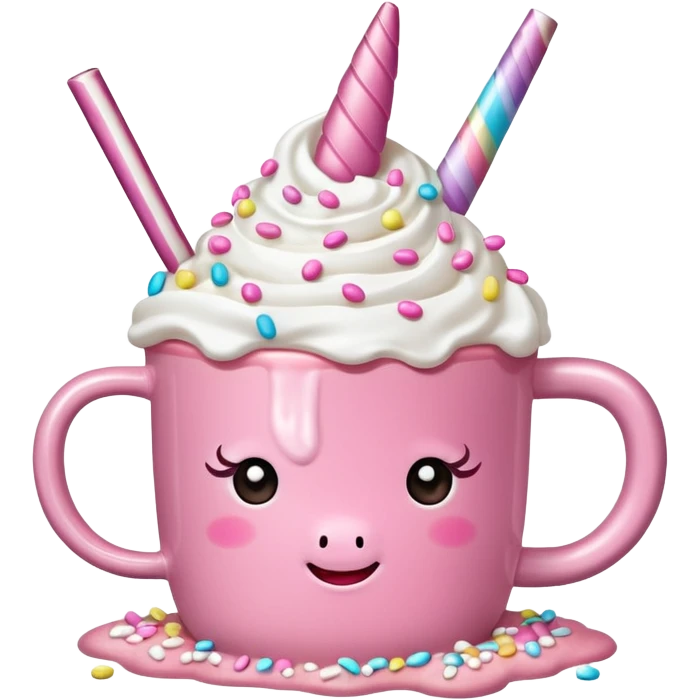 Make a pink unicorn hot cocoa emoji