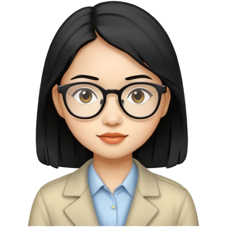 young Vietnamese girl with shoulder-length black hair and glasses emoji