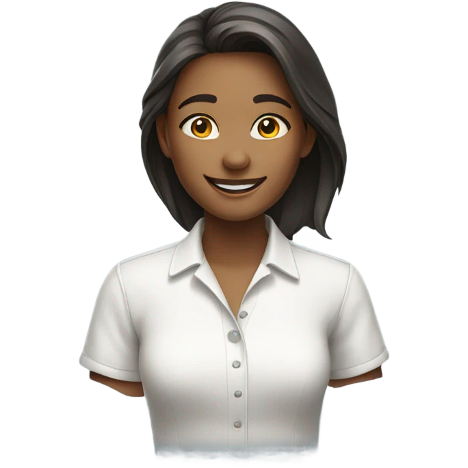 smiling girl in white shirt emoji