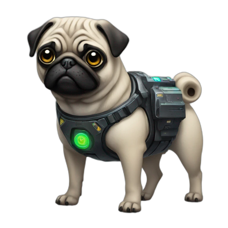 A pug in cyberpunk space emoji