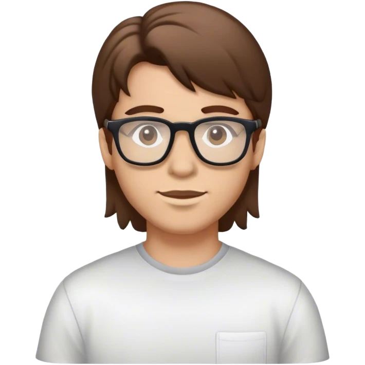 with brown hair mullet and glasses emoji