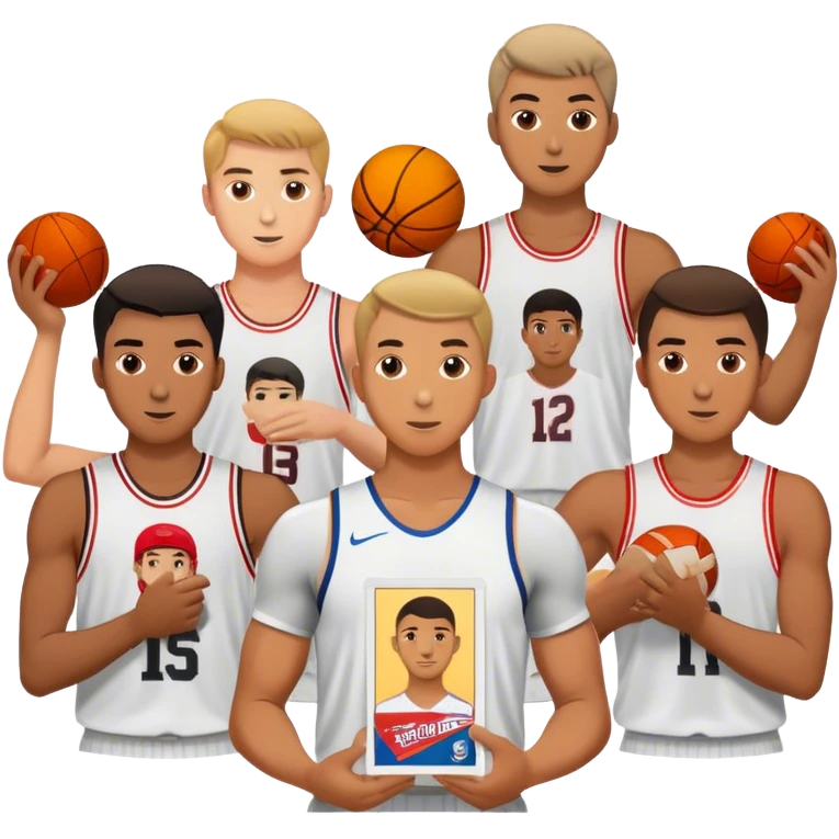 male friend group trading cards emoji