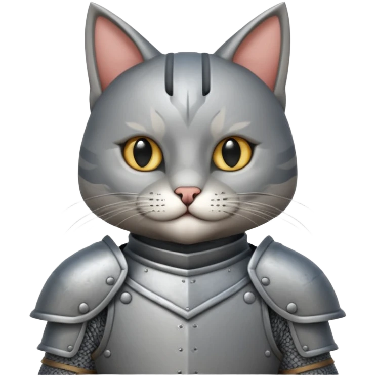 Crea un gato atigrado con armadura medieval emoji