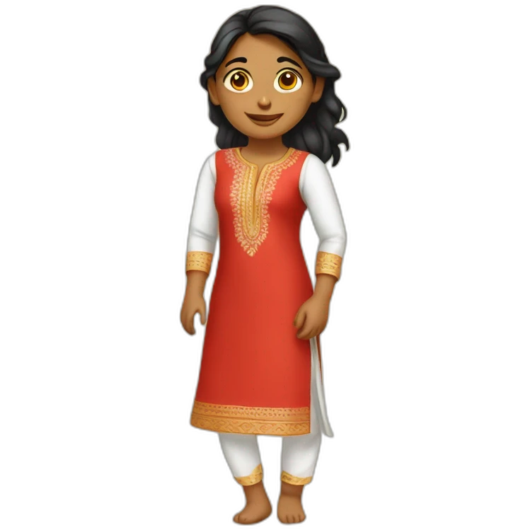 an indian girl wearing a red kurti and white pajama emoji