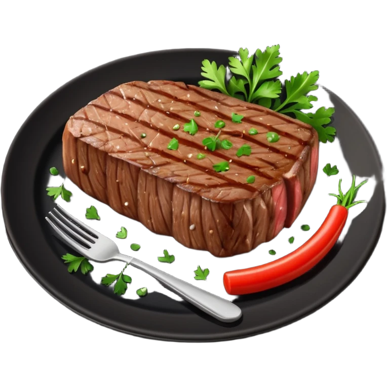 Ny stake on a black plate,nice  emoji