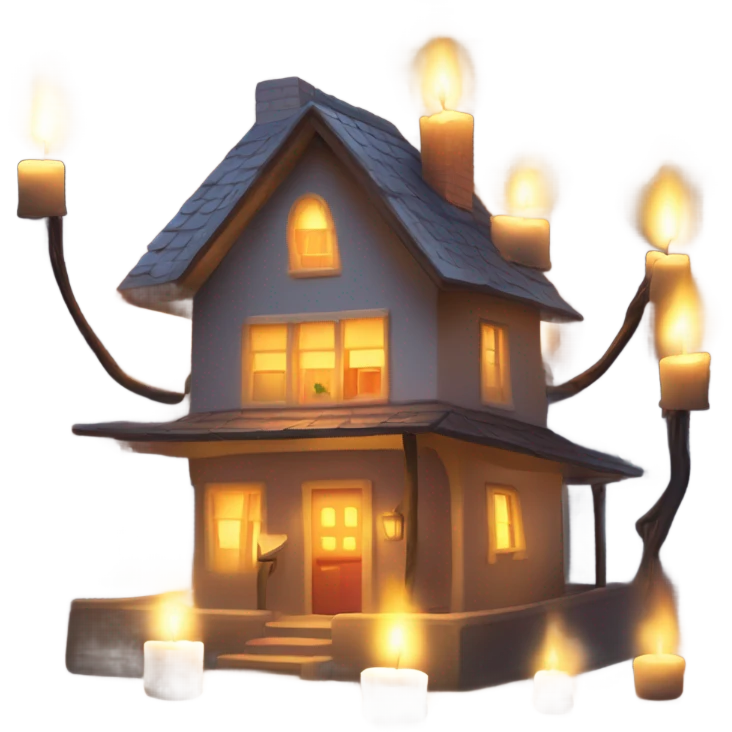 Lightening over a candlelit house  emoji